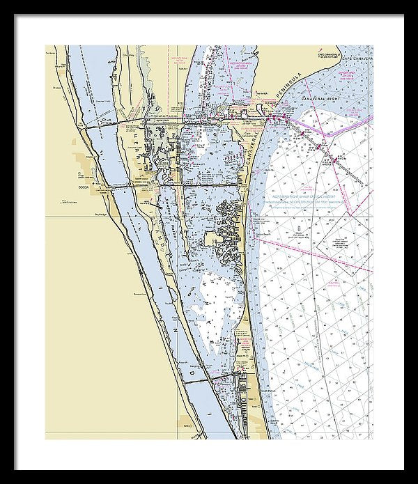 Cape Canaveral South Florida Nautical Chart - Framed Print