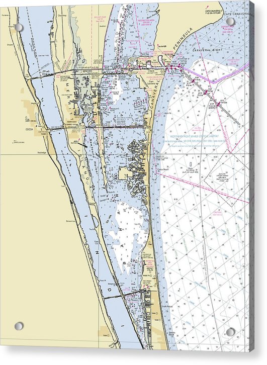 Cape Canaveral South Florida Nautical Chart - Acrylic Print