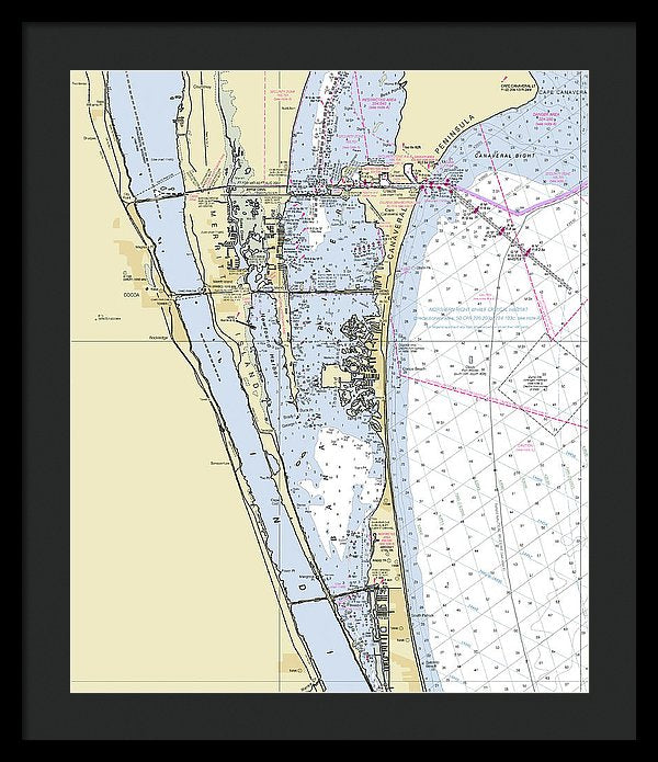 Cape Canaveral South Florida Nautical Chart - Framed Print