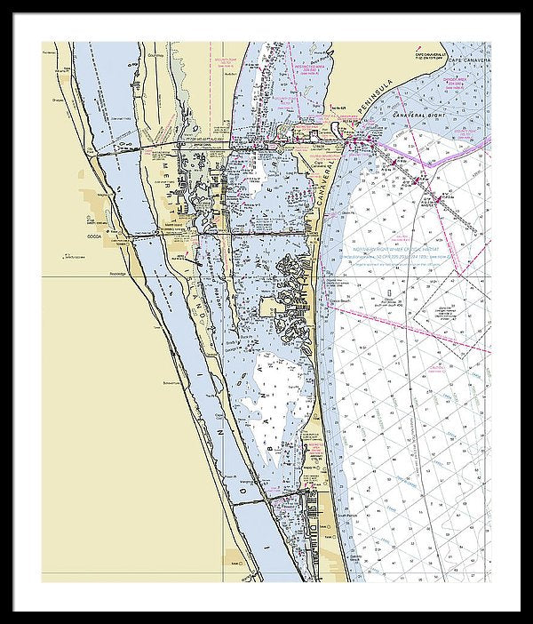 Cape Canaveral South Florida Nautical Chart - Framed Print