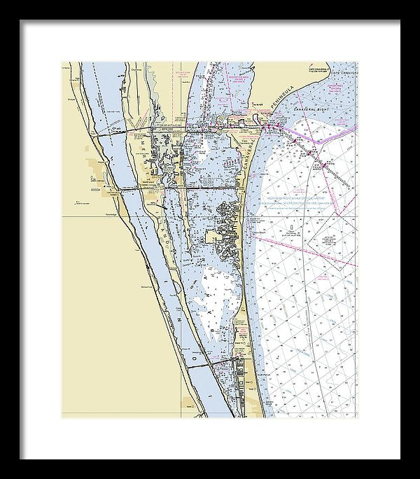 Cape Canaveral South Florida Nautical Chart - Framed Print