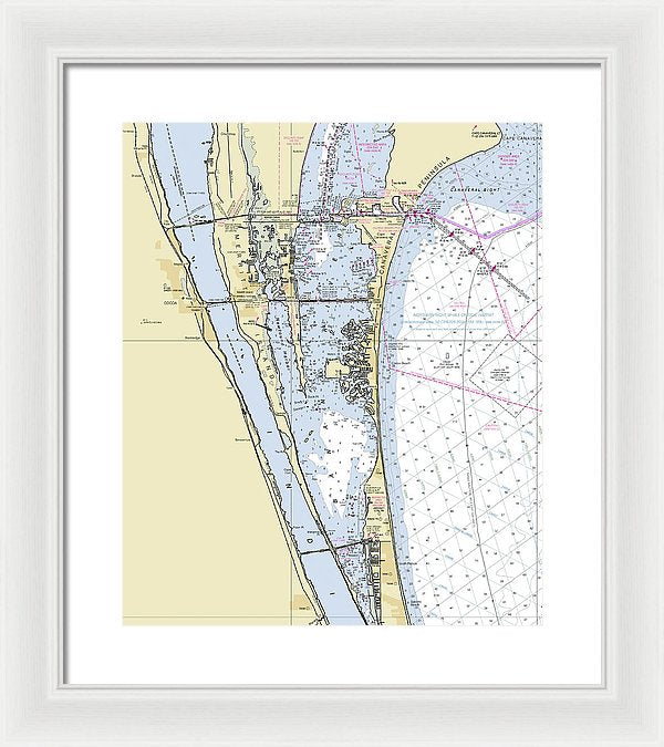 Cape Canaveral South Florida Nautical Chart - Framed Print