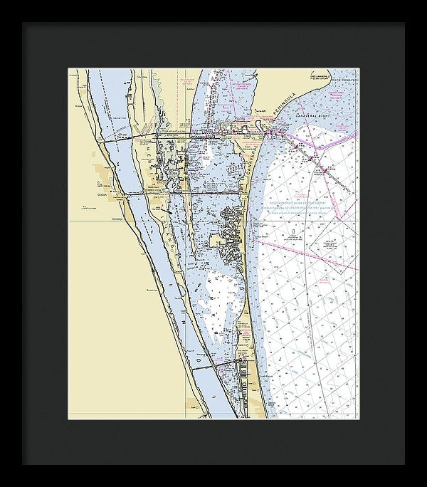 Cape Canaveral South Florida Nautical Chart - Framed Print