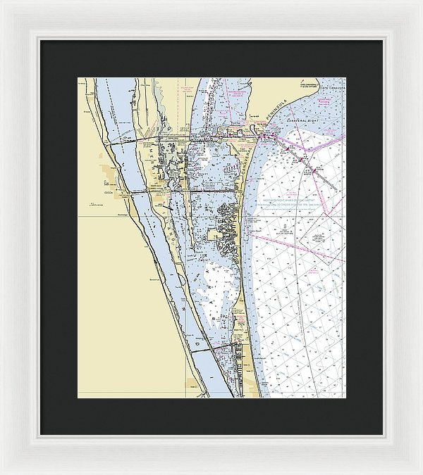 Cape Canaveral South Florida Nautical Chart - Framed Print