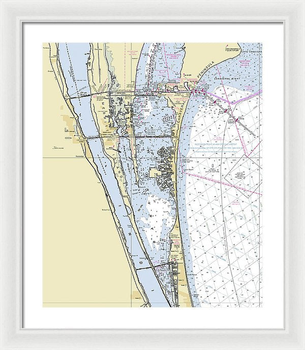 Cape Canaveral South Florida Nautical Chart - Framed Print