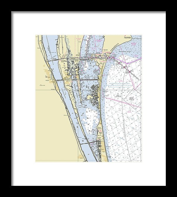 Cape Canaveral South Florida Nautical Chart - Framed Print