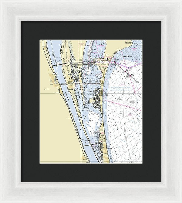 Cape Canaveral South Florida Nautical Chart - Framed Print