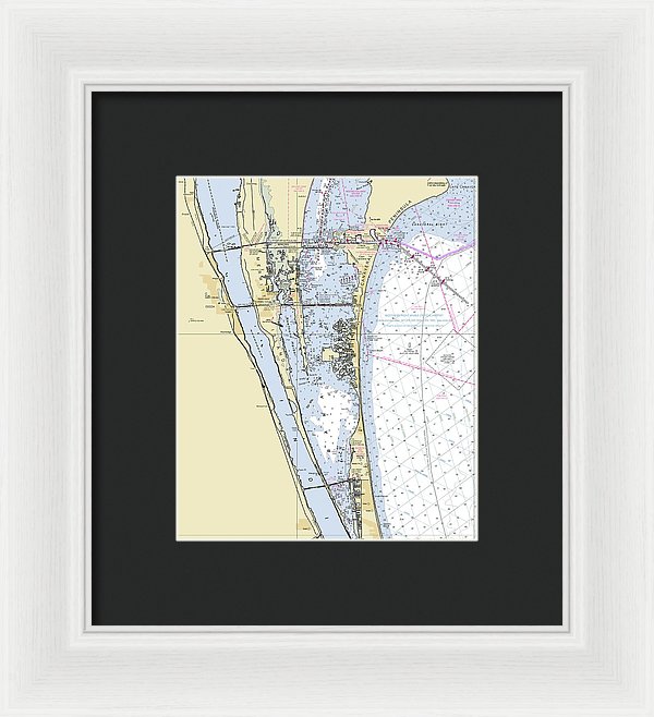 Cape Canaveral South Florida Nautical Chart - Framed Print