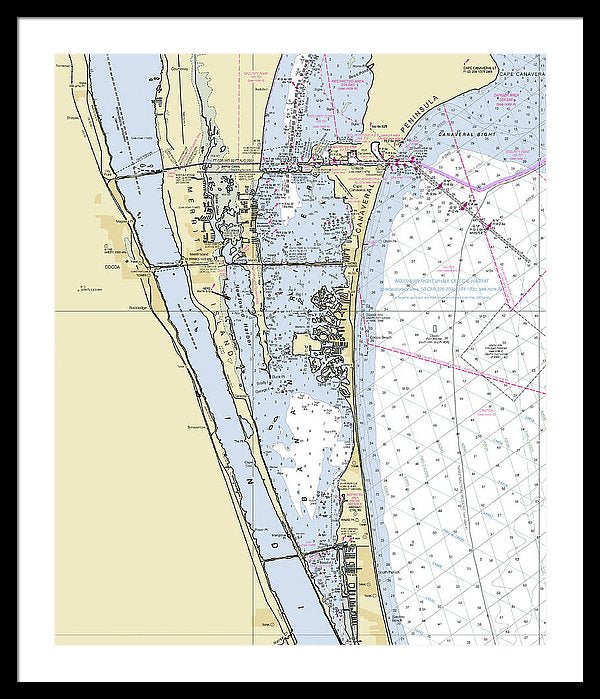 Cape Canaveral South Florida Nautical Chart - Framed Print