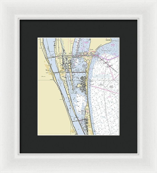 Cape Canaveral South Florida Nautical Chart - Framed Print