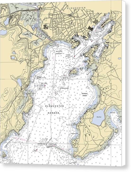 Gloucester-massachusetts Nautical Chart - Canvas Print