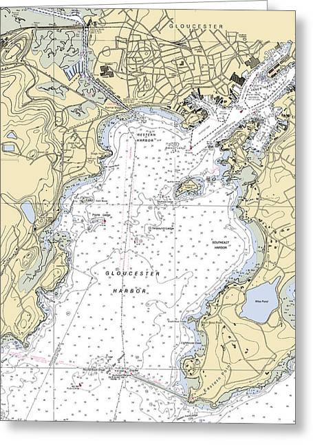 Gloucester-massachusetts Nautical Chart - Greeting Card