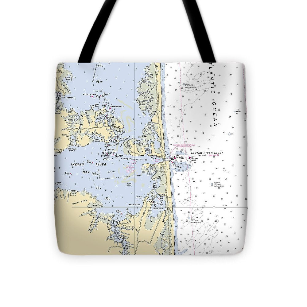 Indian River Inlet-delaware Nautical Chart - Tote Bag