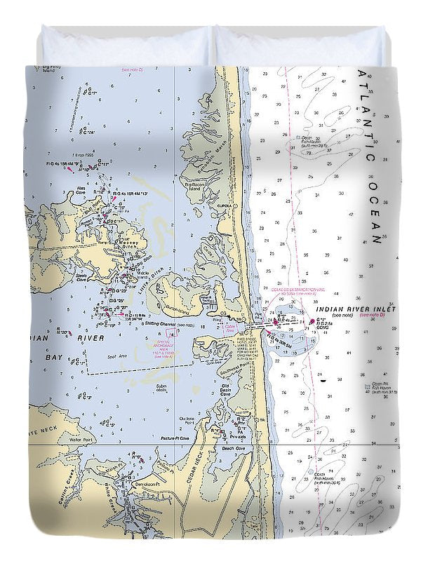 Indian River Inlet-delaware Nautical Chart - Duvet Cover