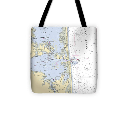 Indian River Inlet Delaware Nautical Chart Tote Bag