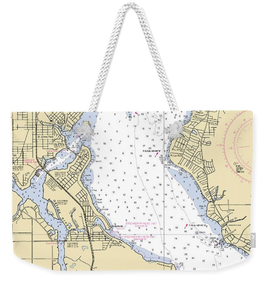 Jacksonville-florida Nautical Chart - Weekender Tote Bag