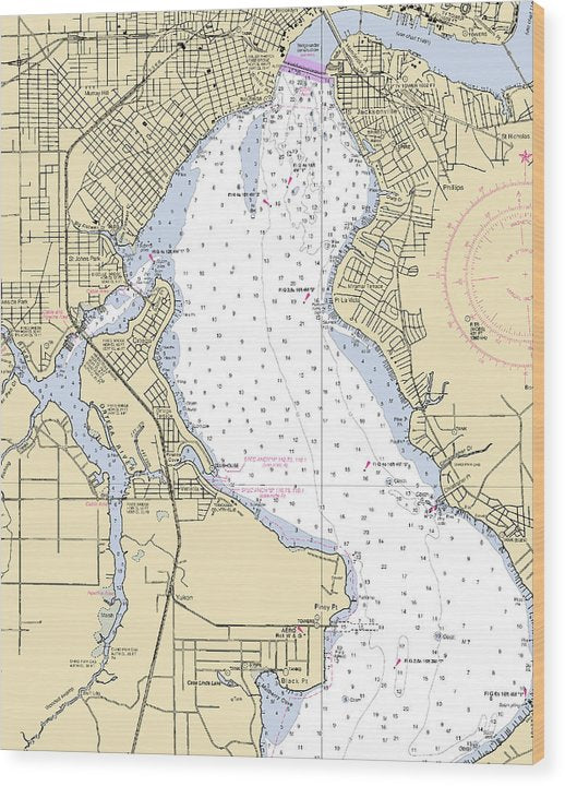 Jacksonville-Florida Nautical Chart Wood Print