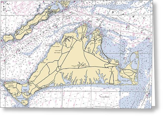 Martha's Vineyard-massachusetts Nautical Chart - Greeting Card