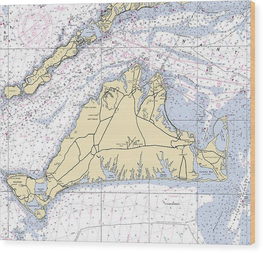 Martha'S Vineyard-Massachusetts Nautical Chart Wood Print