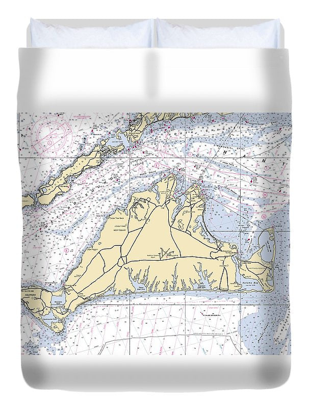 Martha's Vineyard-massachusetts Nautical Chart - Duvet Cover