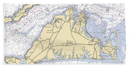 Martha'S Vineyard Massachusetts Nautical Chart Bath Towel