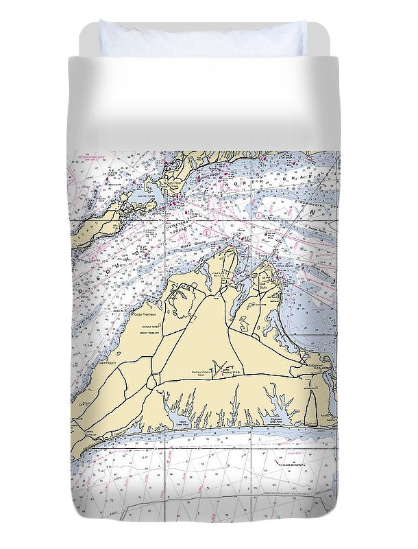 Martha's Vineyard-massachusetts Nautical Chart - Duvet Cover