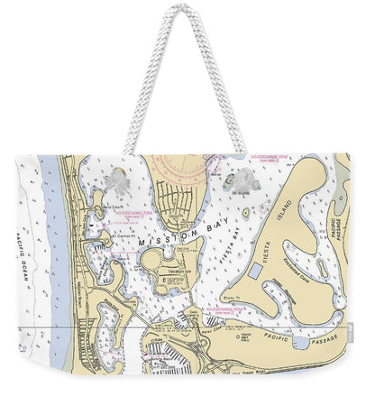 Mission Bay-california Nautical Chart - Weekender Tote Bag