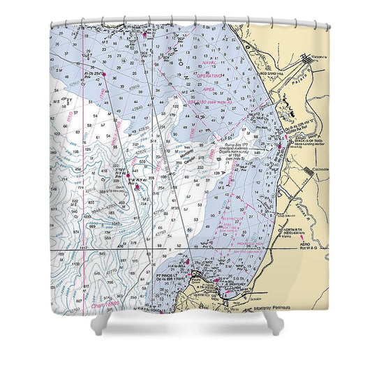 Monterey Bay California Nautical Chart Shower Curtain