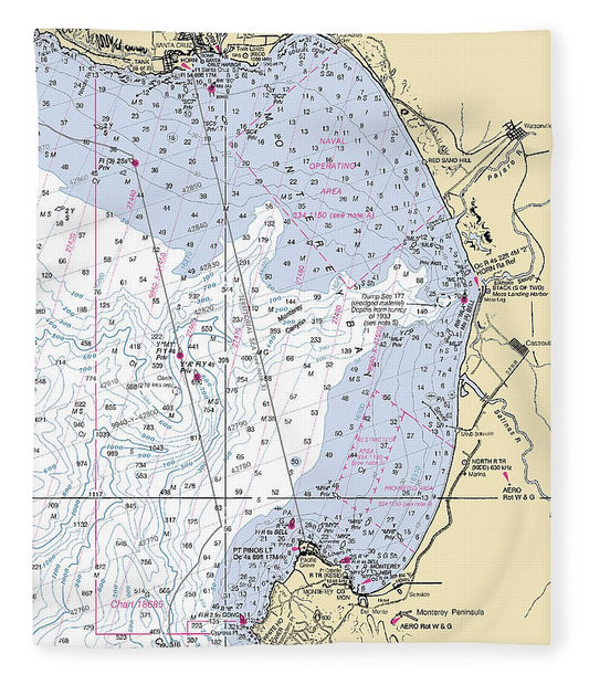 Monterey Bay California Nautical Chart Blanket