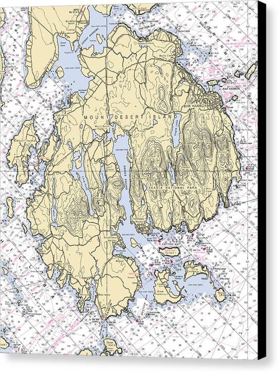 Mt Desert Island-maine Nautical Chart - Canvas Print