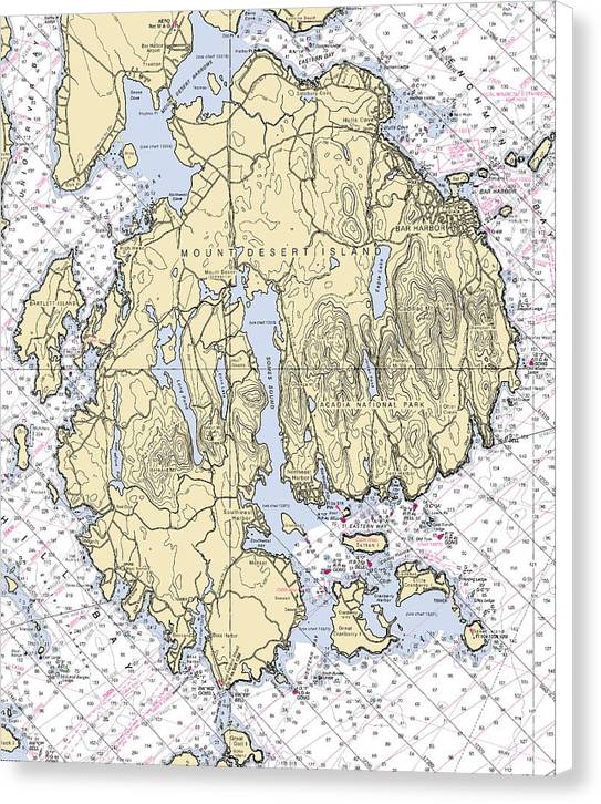 Mt Desert Island-maine Nautical Chart - Canvas Print