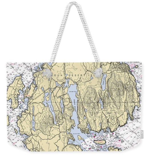 Mt Desert Island-maine Nautical Chart - Weekender Tote Bag