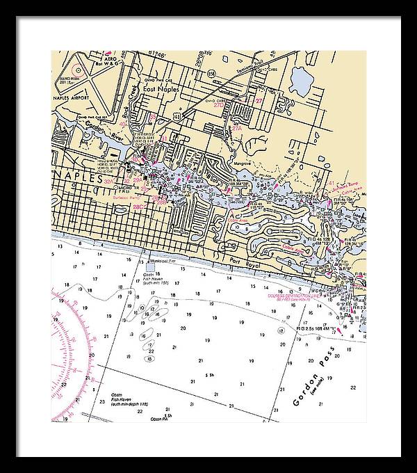 Naples-florida Nautical Chart - Framed Print