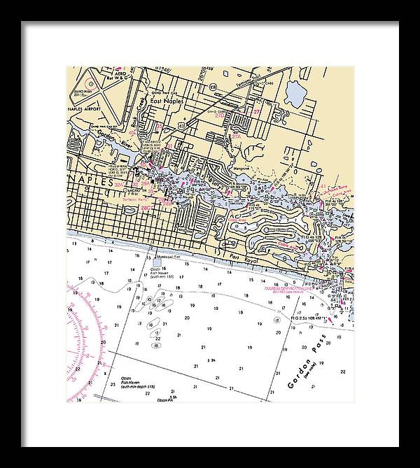 Naples-florida Nautical Chart - Framed Print