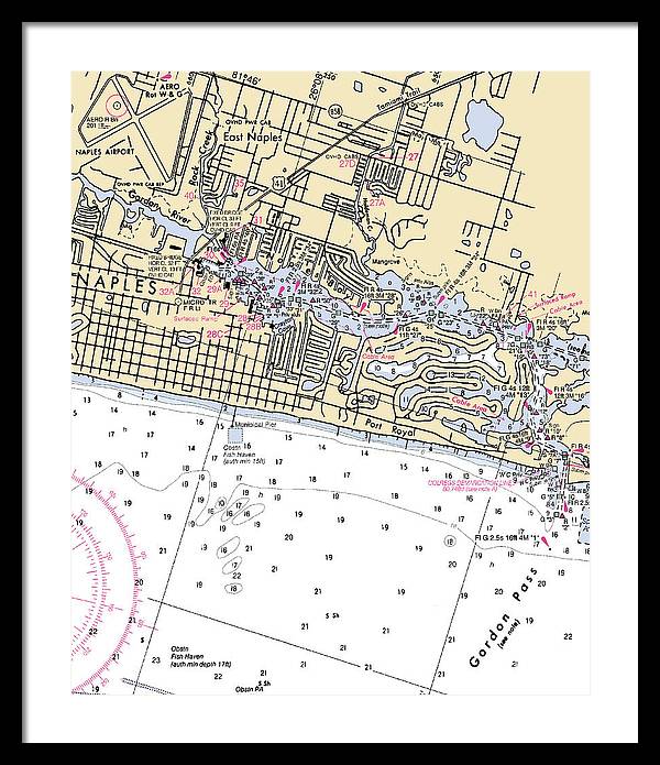 Naples-florida Nautical Chart - Framed Print