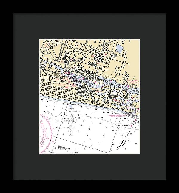 Naples-florida Nautical Chart - Framed Print