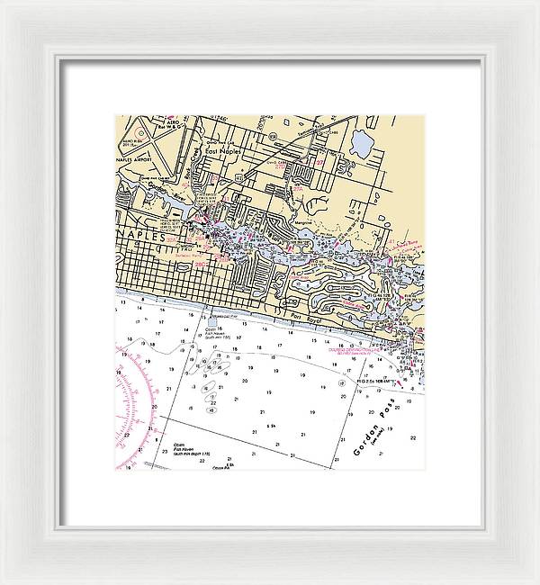 Naples-florida Nautical Chart - Framed Print