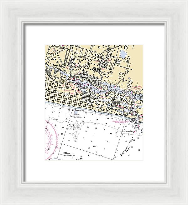 Naples-florida Nautical Chart - Framed Print