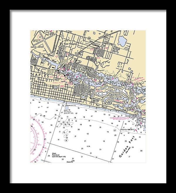 Naples-florida Nautical Chart - Framed Print