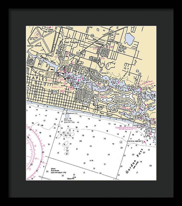 Naples-florida Nautical Chart - Framed Print