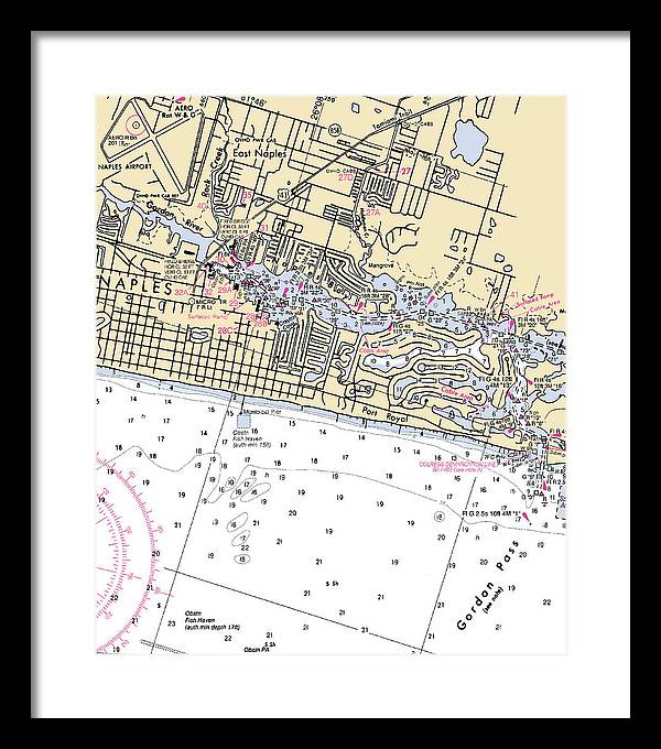 Naples-florida Nautical Chart - Framed Print