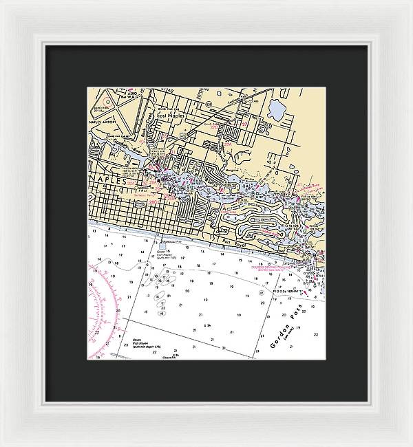 Naples-florida Nautical Chart - Framed Print