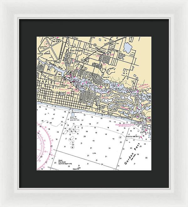 Naples-florida Nautical Chart - Framed Print