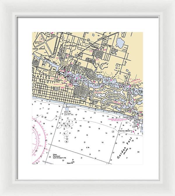 Naples-florida Nautical Chart - Framed Print