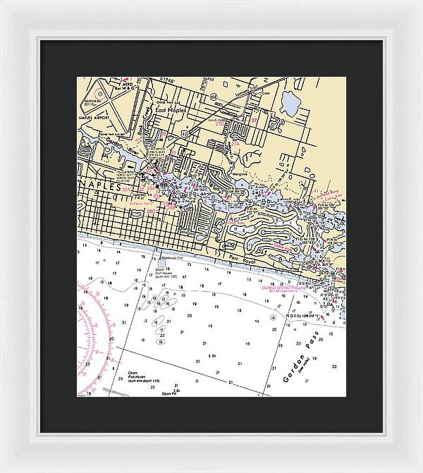 Naples-florida Nautical Chart - Framed Print