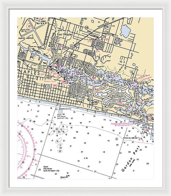 Naples-florida Nautical Chart - Framed Print