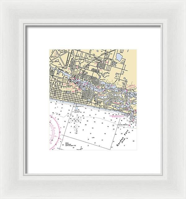 Naples-florida Nautical Chart - Framed Print