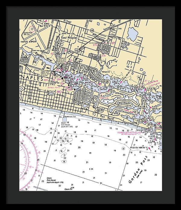 Naples-florida Nautical Chart - Framed Print