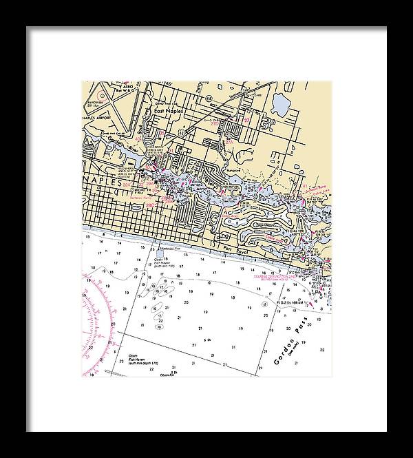 Naples-florida Nautical Chart - Framed Print