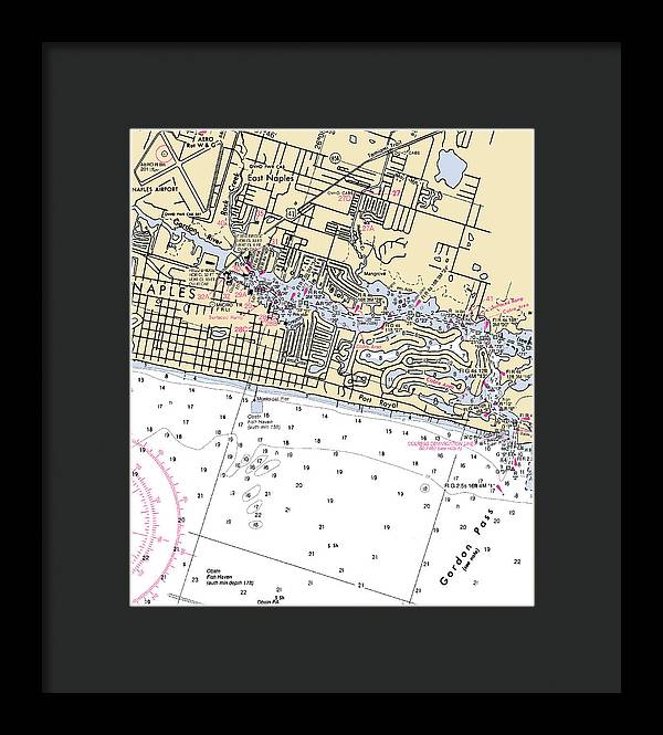 Naples-florida Nautical Chart - Framed Print